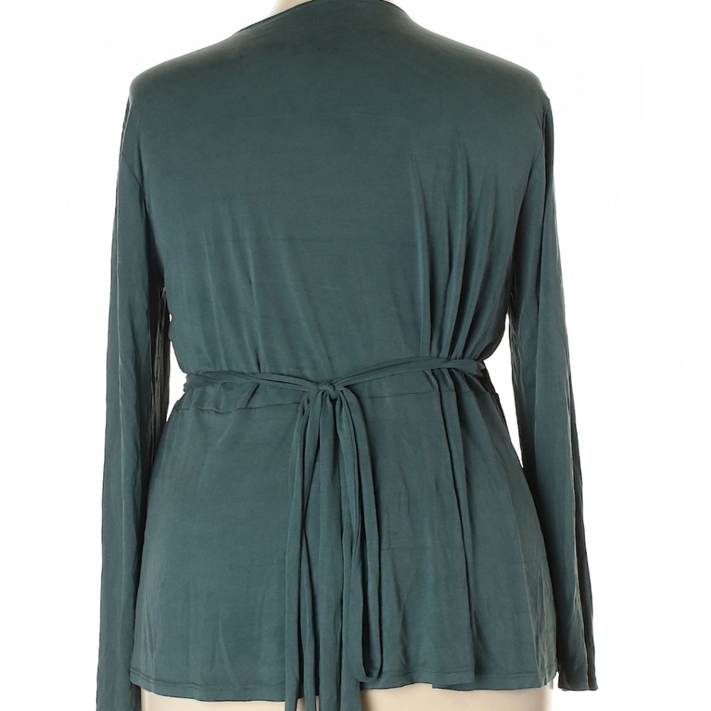 Teal Green Ann Taylor LOFT Wrap Top Size 20 - Picture 2 of 2